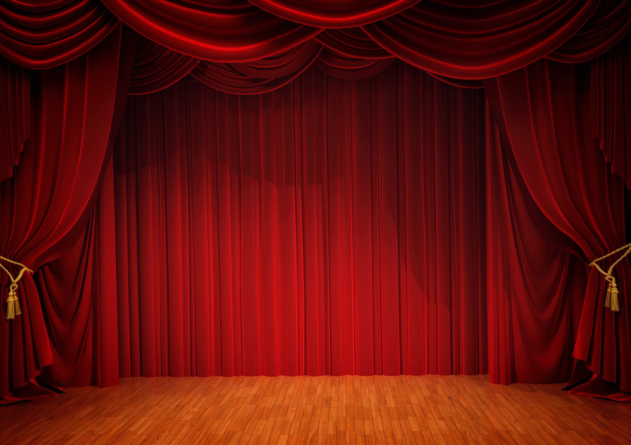 red curtains drawn at theater