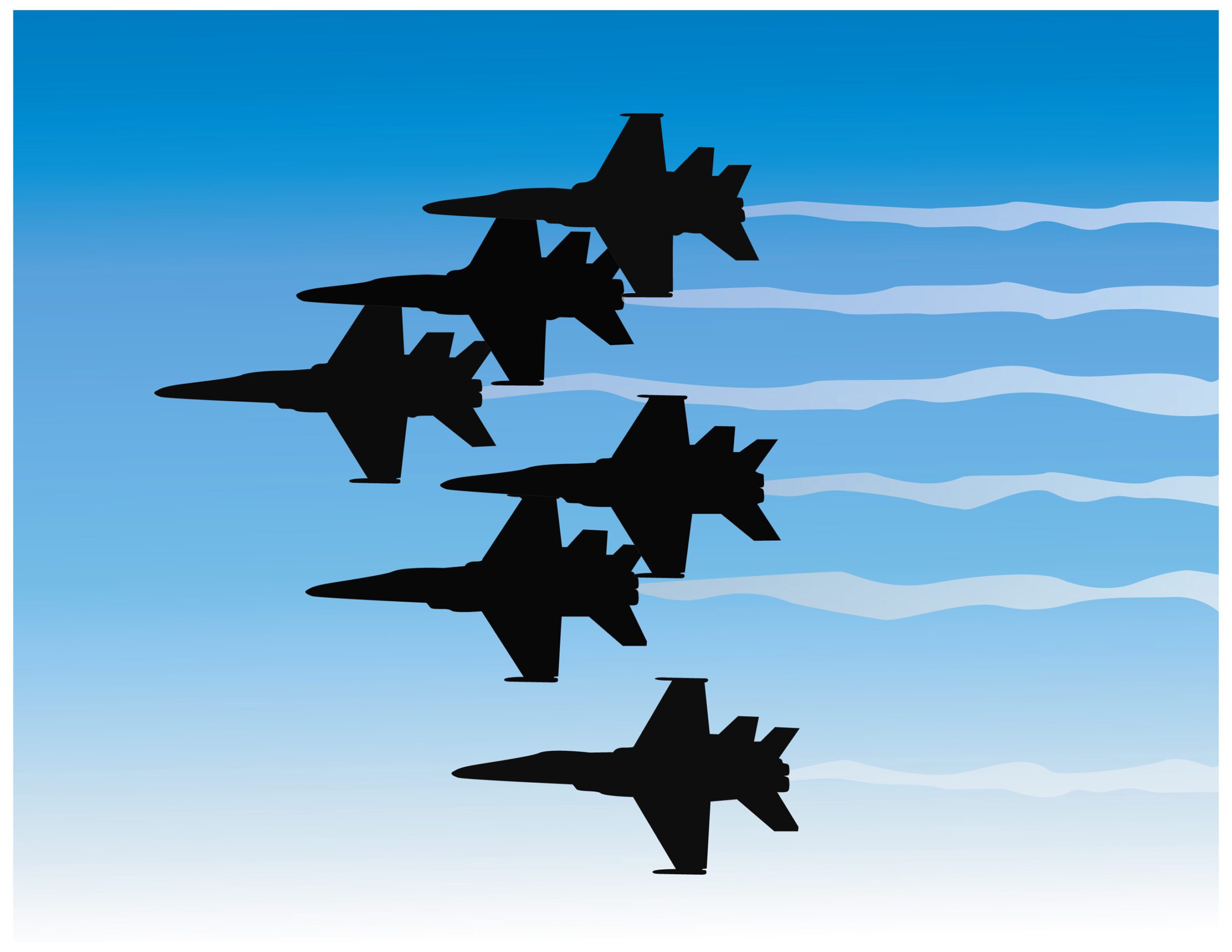 6 airforce jets flying together