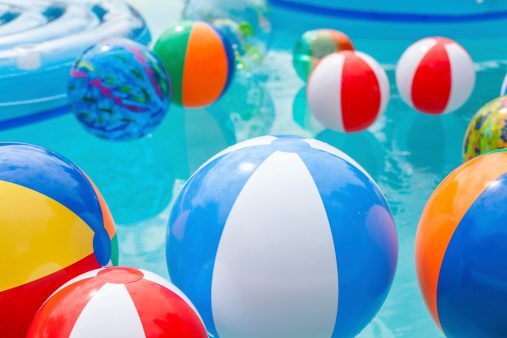 Beach balls in pool