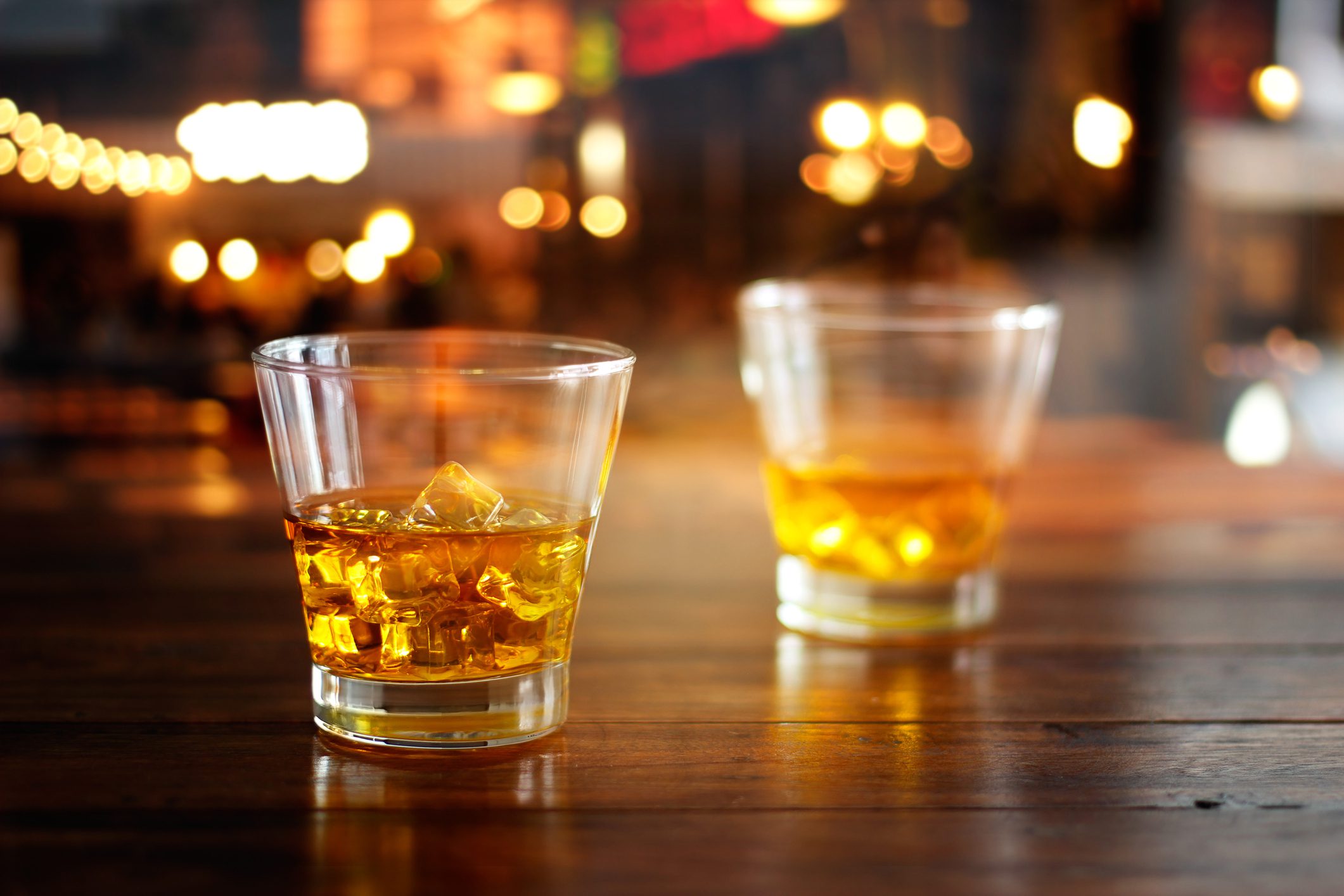 two short glasses of whiskey