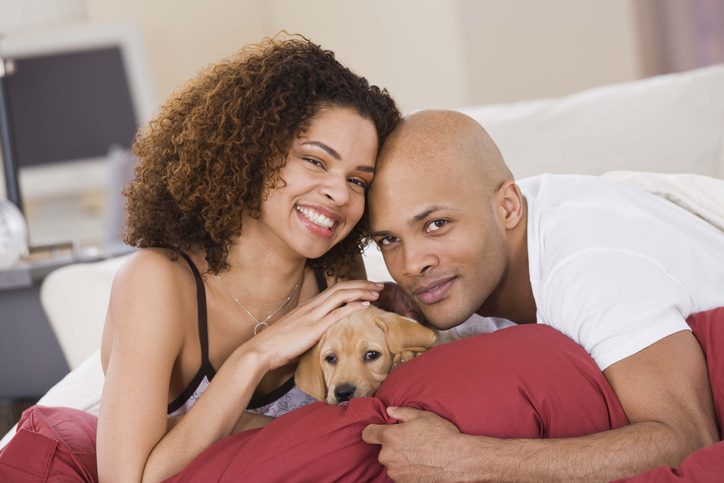 Couple with puppy