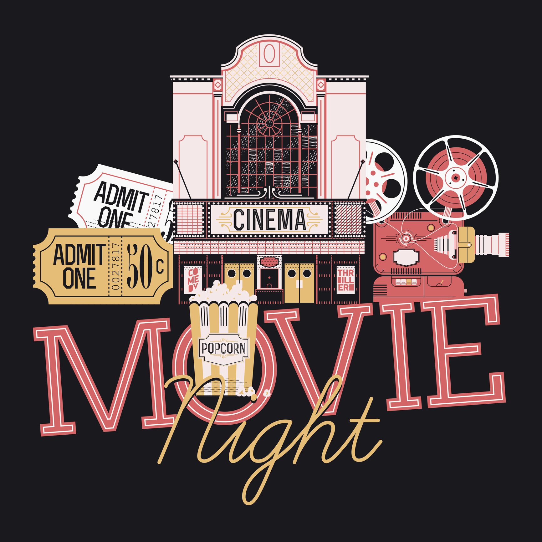 Graphic Design Element On Movie Night Event - Bel Aire Terrace