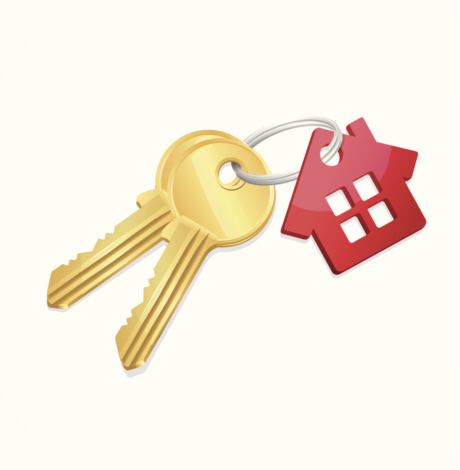 House Keys with a red keychain