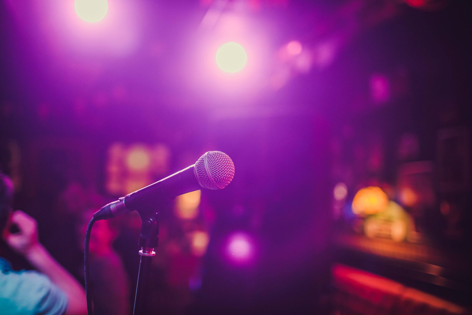 Microphone. Microphone close-up. A pub. Bar. A restaurant Classical music Music